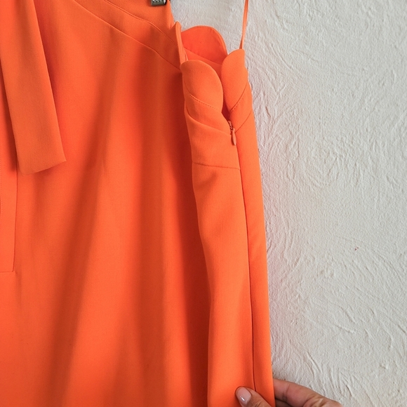 Victoria Beckham X Target, Scalloped One Shoulder Dress, Orange, Size Small - Picture 7 of 12